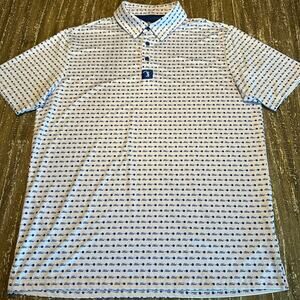Bogey Bros Golf Polo Shirt Performance Stretch Fore Ford AOP White Men’s Size L